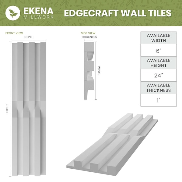 6inW X 24inH X 1inT  EdgeCraft Jordan Style Seamless Wall Tile